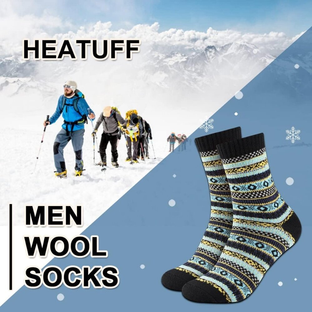 Men's Winter Wool Socks Thermal Warm Soft Crew Socks (5 Pairs) - Picture 7 of 7